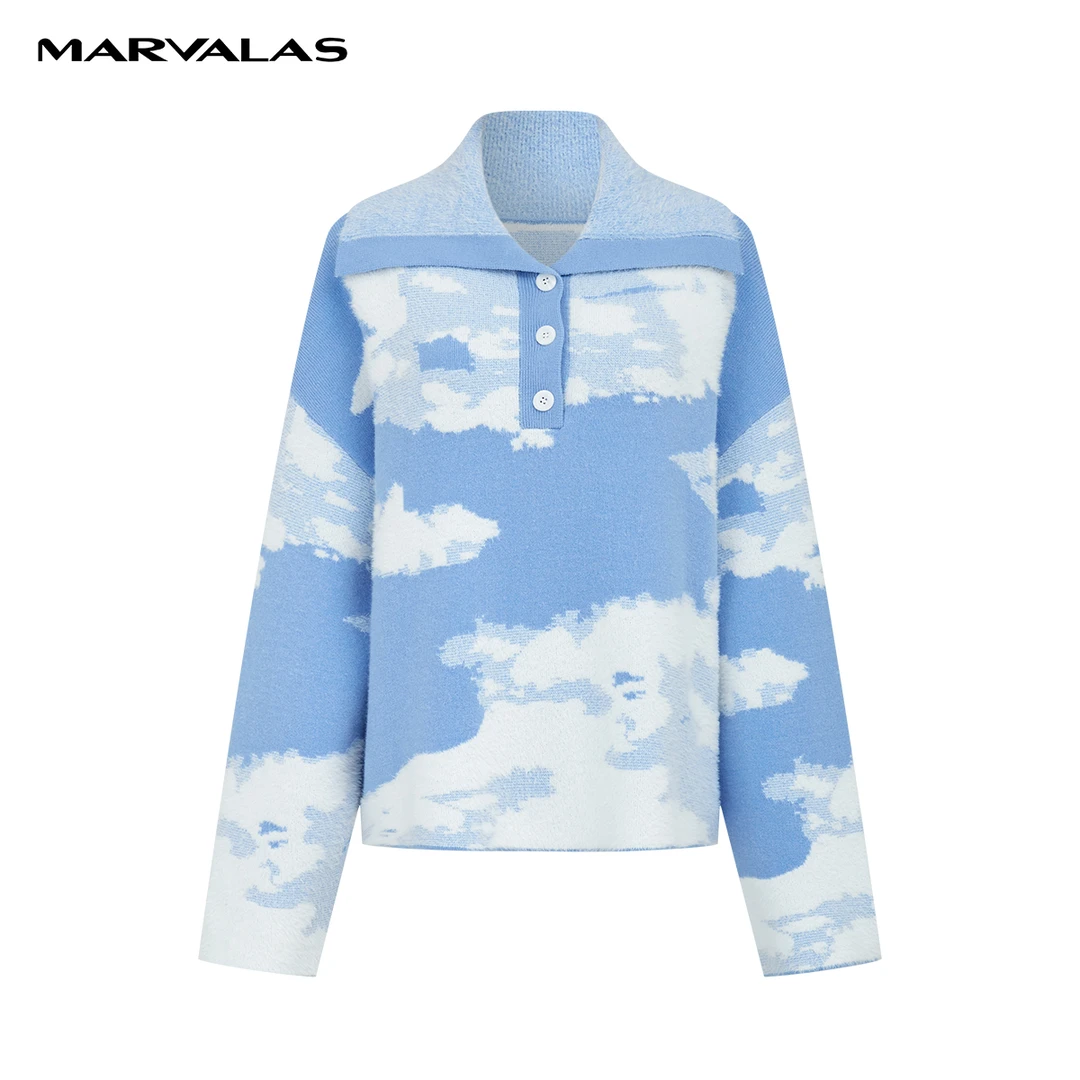 【专柜同款】曼德诗绵羊毛混纺翻领针织衫冬季套头衫M733307458