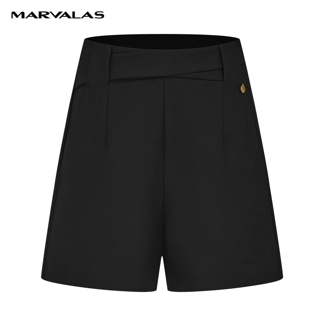 【商场同款】曼德诗常规高腰短裤秋季新款休闲阔腿裤M101105227