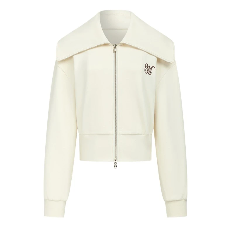 【商场同款】曼德诗棉质短外套2023秋季长袖拉链针织上衣M421306166