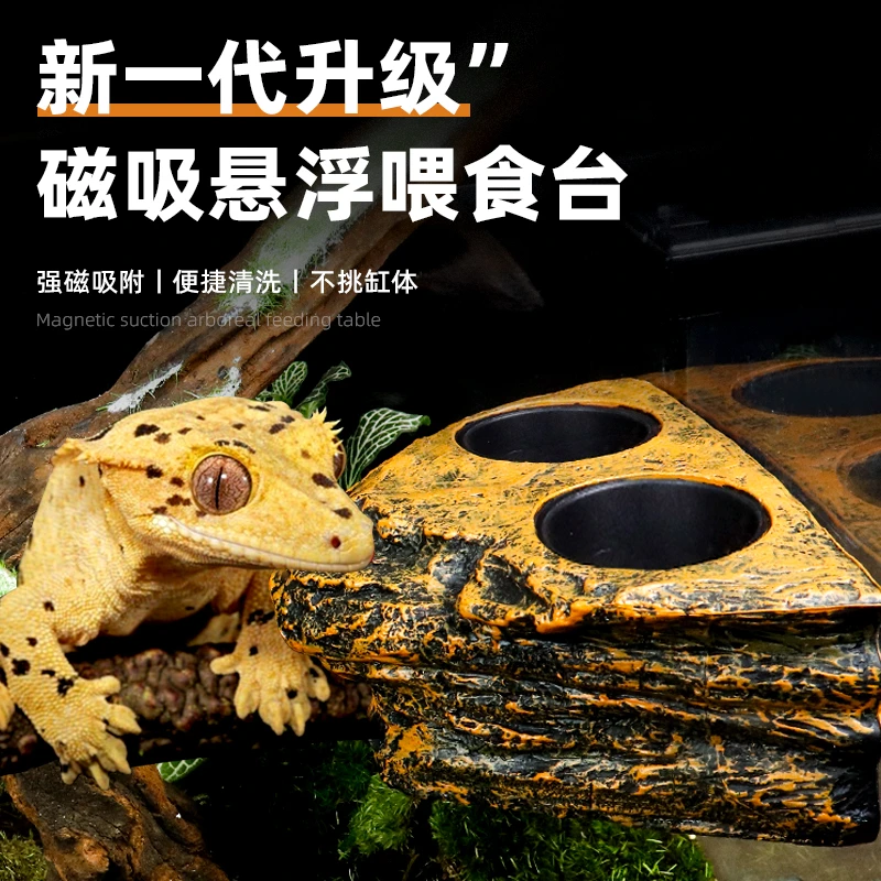 爬宠果泥食盆爬虫睫角守宫水盆蜥蜴树脂造景树栖喂食盆甲虫果冻台