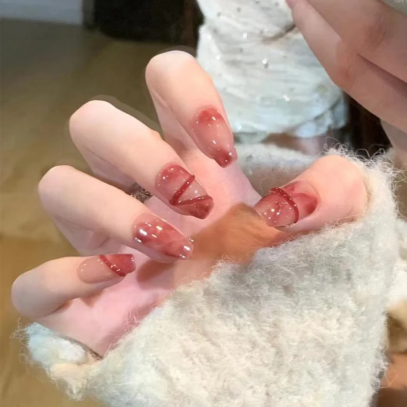 纯手工光疗立体穿戴甲美甲千禧辣妹美甲贴片古韵新中式指甲片24片
