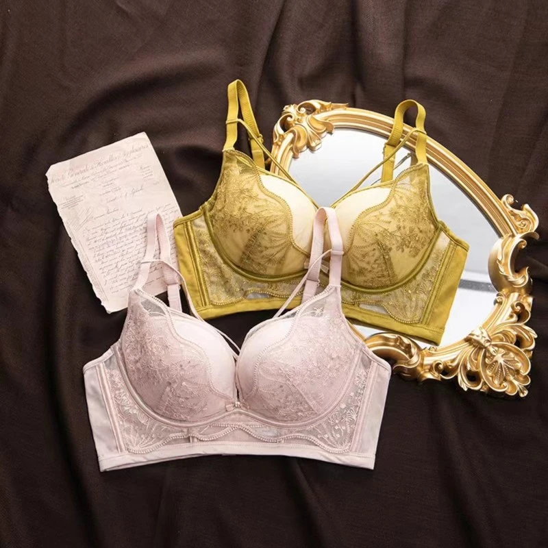 Ufeel【梦回初夏】无钢圈蕾丝内衣聚拢透气精油调整型文胸DJ8296