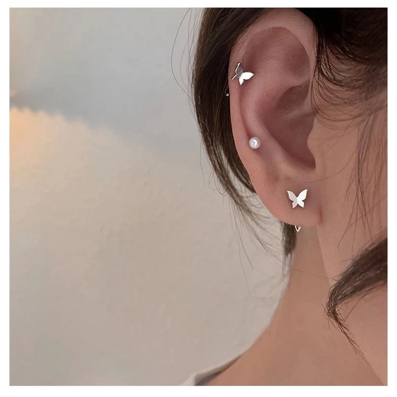 蝴蝶耳环女2022年新款耳钩韩国气质高级感圆脸显脸小