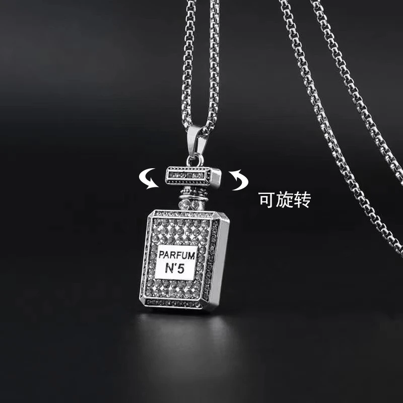 满钻小香风项链女网红香水瓶吊坠个性长款毛衣链简约时