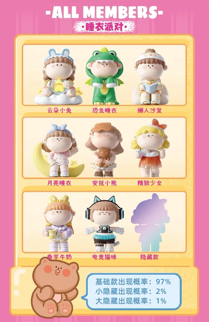 [贝贝-拆盒]睡衣派对主题盲盒手办摆件