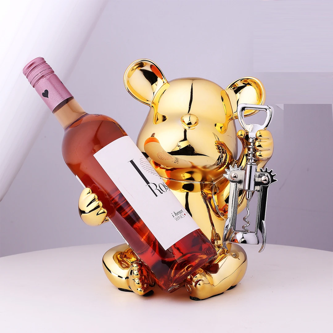暴力熊红酒架高档客厅摆件创意酒柜装饰品玄关餐桌电视柜家居摆设