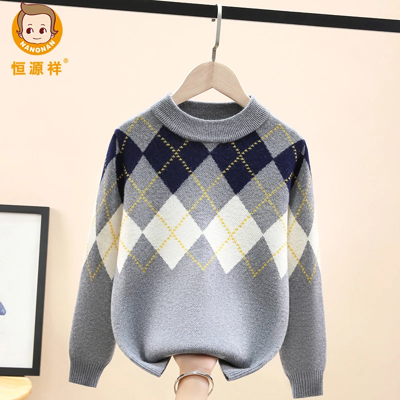 恒源祥儿童纯羊毛衫男童毛衣冬季2025新款青少年男孩学生大童圆领