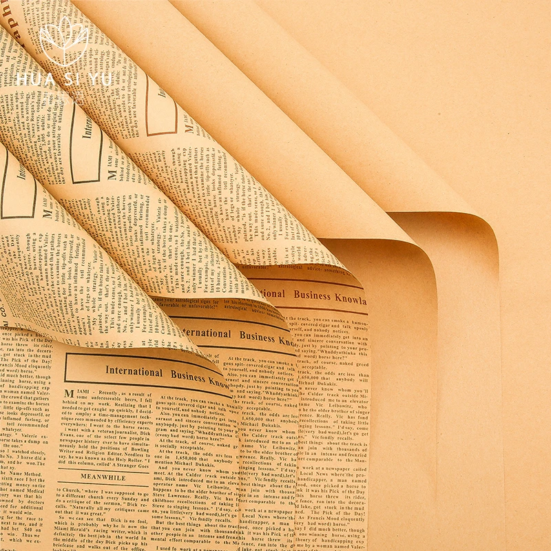 复古英文报纸纯色牛皮纸鲜花包装纸礼品花束包花花纸材料花店花艺