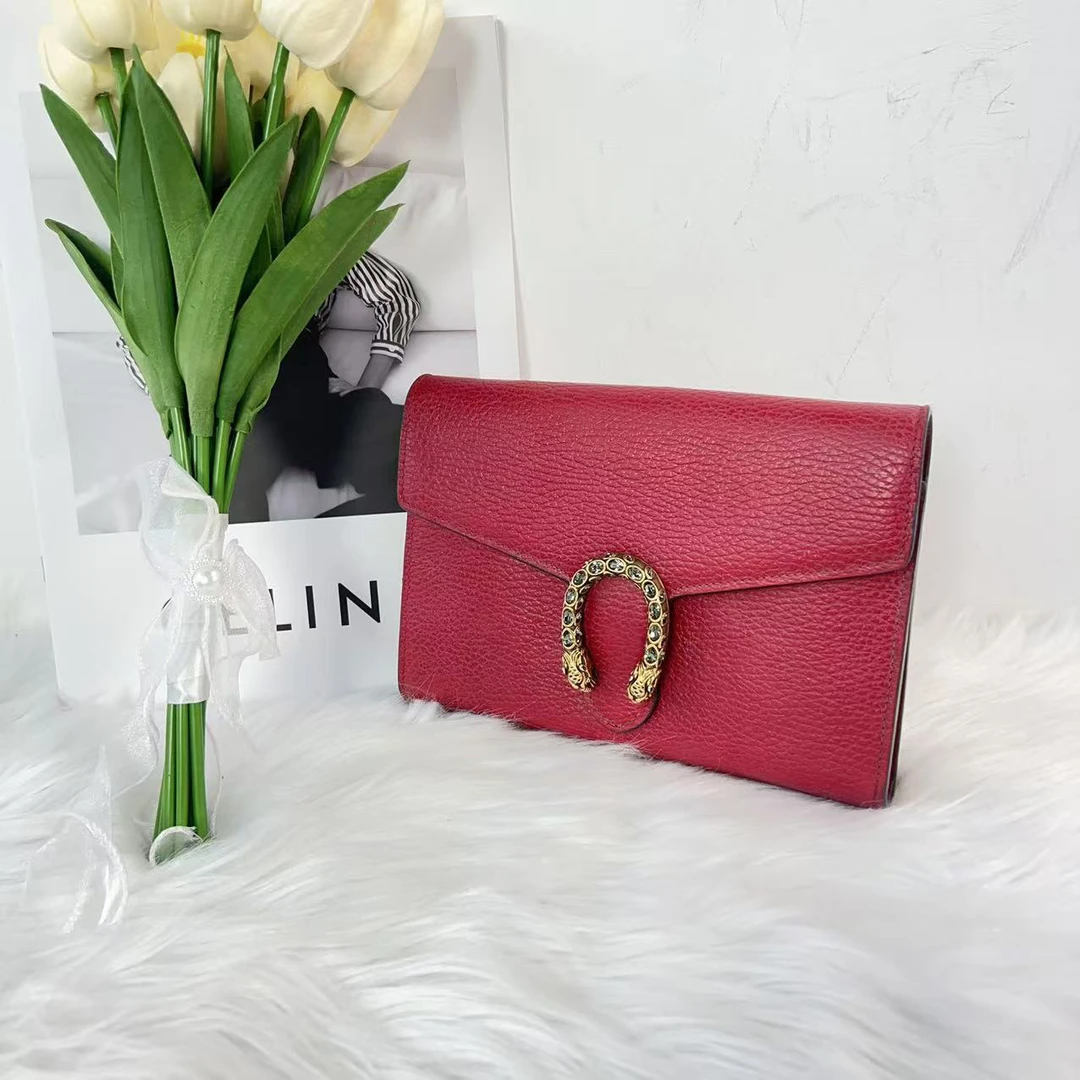 95新 GUCCI/古驰 古驰 百搭款红色酒神woc包B0705