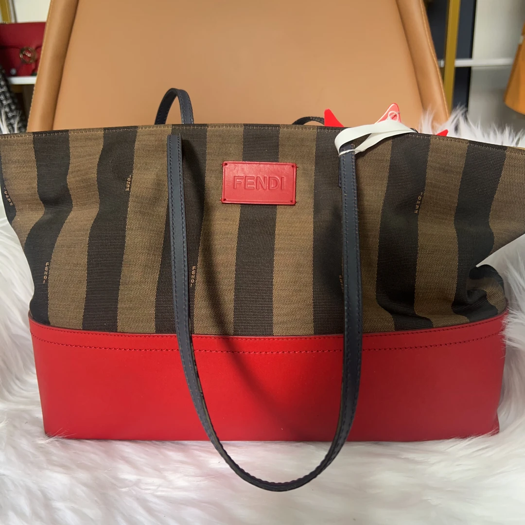 95新 FENDI/芬迪 芬迪 百搭款竖版条纹托特包