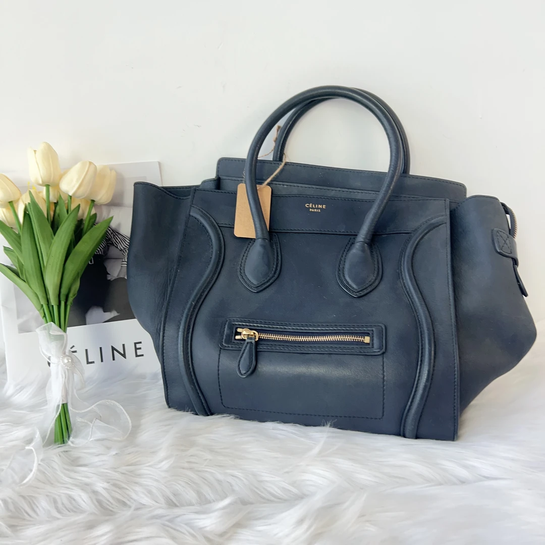 95新 Celine/思琳 思琳黑色笑脸大号单肩包
