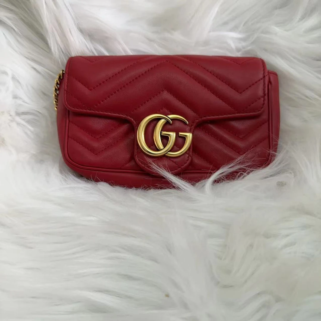 95新 GUCCI/古驰 古驰 百搭款红金马蒙mini