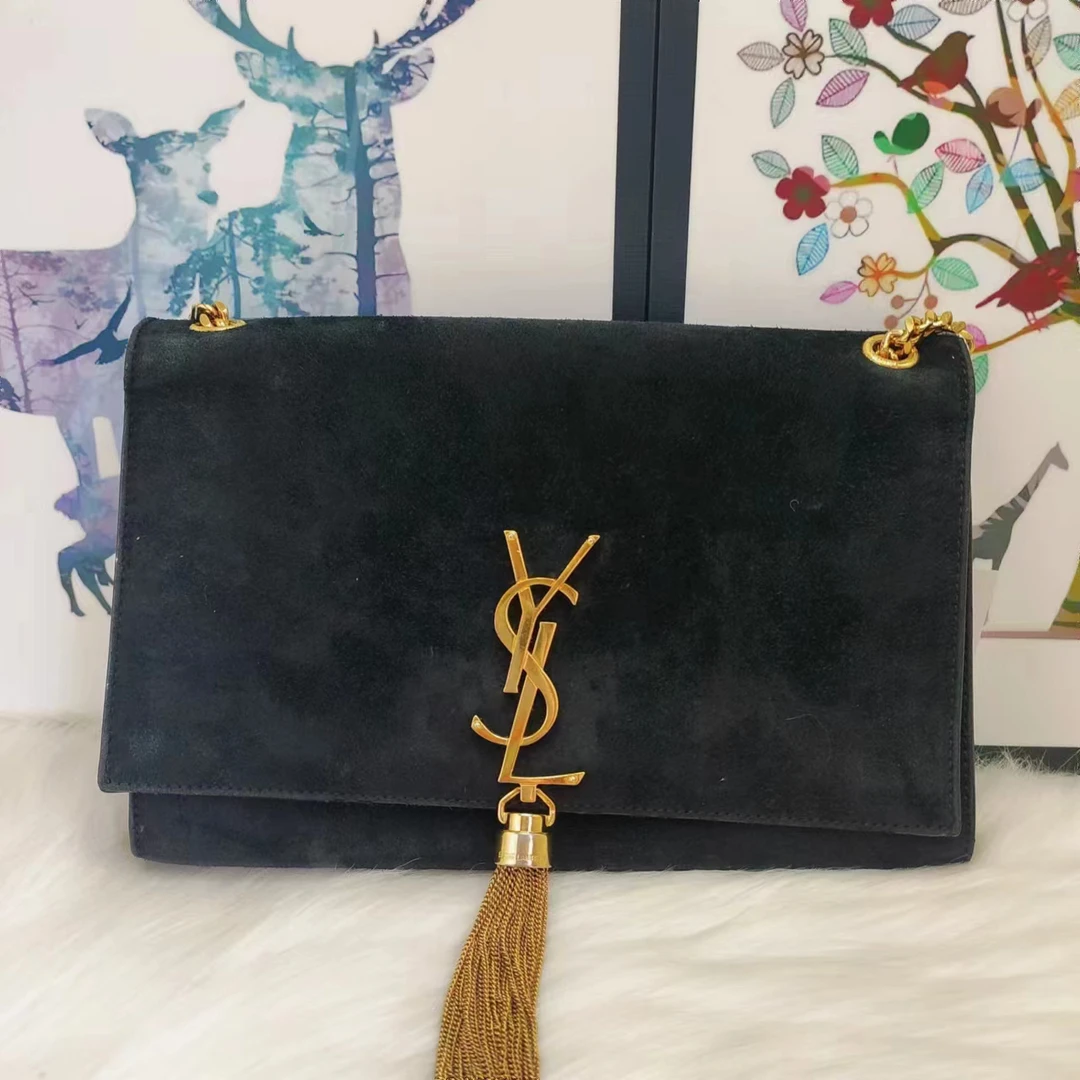 95新 YSL/圣罗兰 圣罗兰 百搭款黑色流苏单肩包-