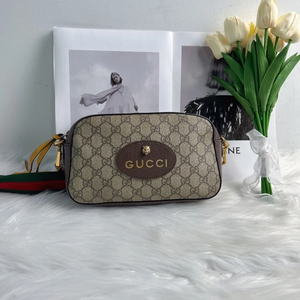 95新 GUCCI/古驰 古驰老花虎头相机单肩包