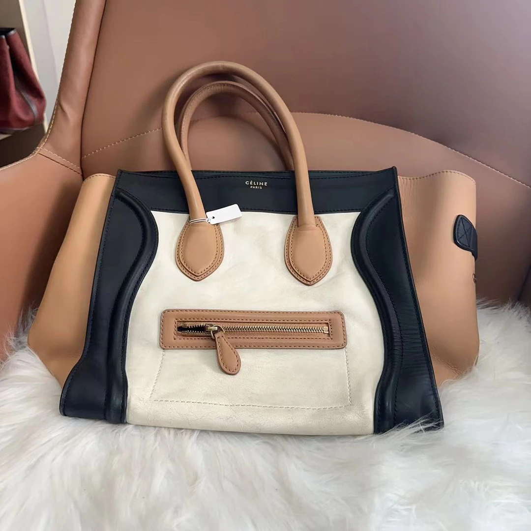 95新 Celine/思琳 思琳B0437拼色笑脸时尚手提包
