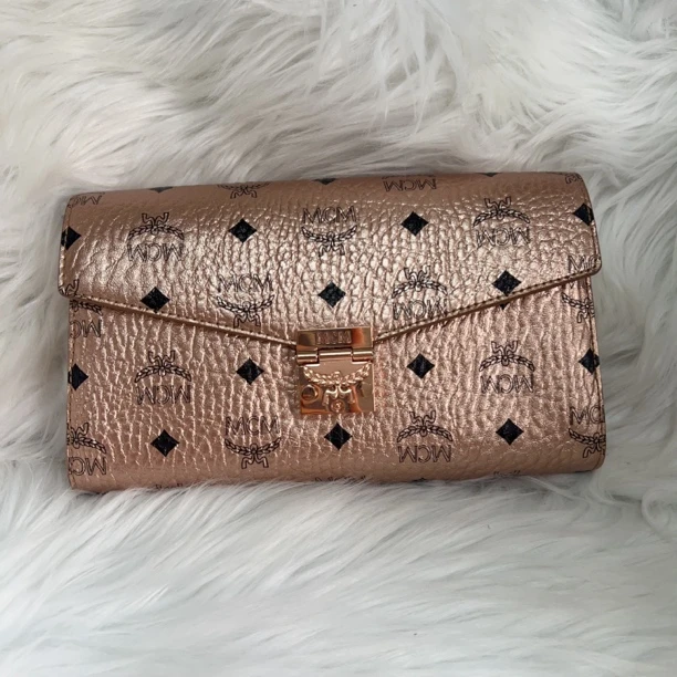 95新 MCM mcm 百搭款香槟金好五金单肩包