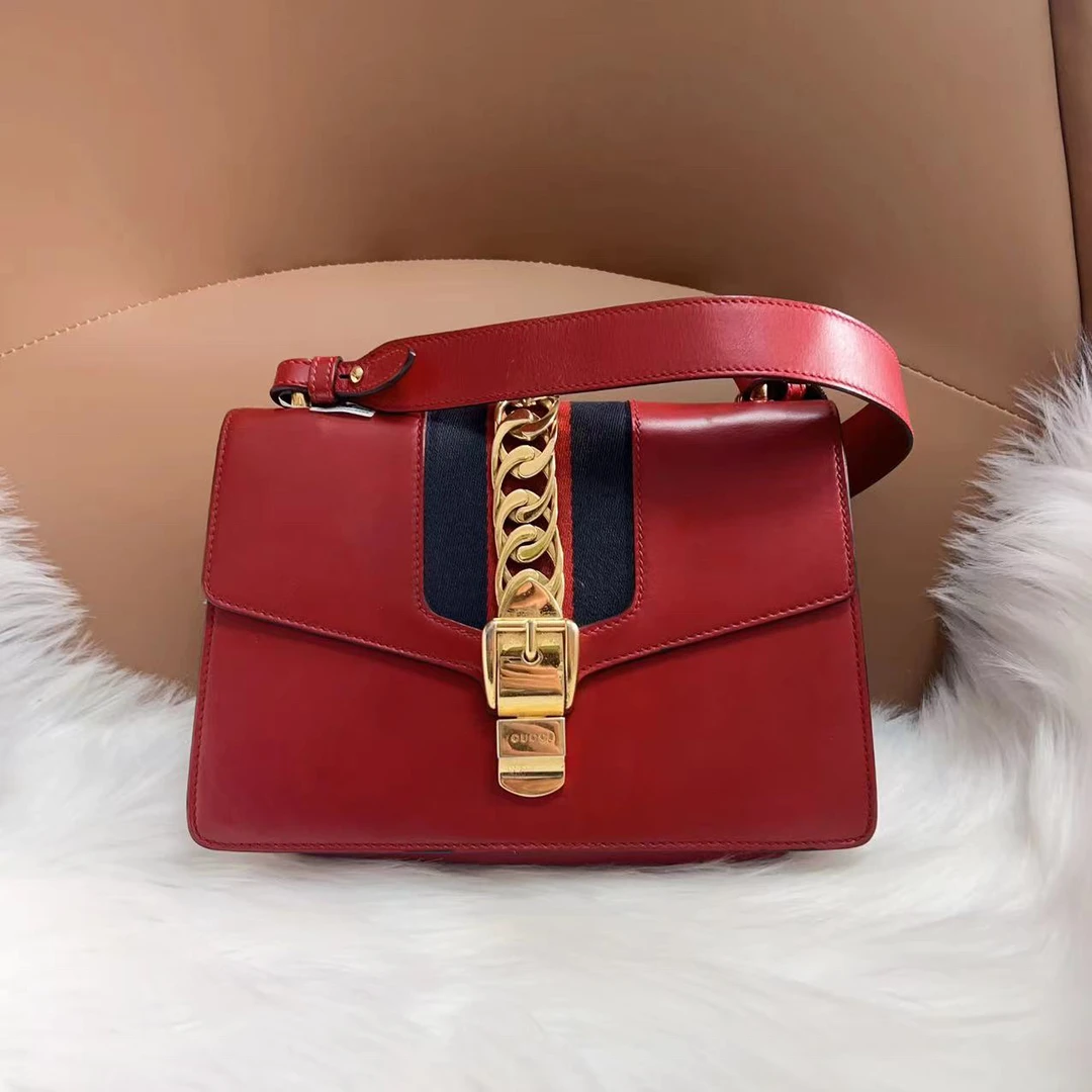 95新 GUCCI/古驰 古驰 B0171红色单肩包中号塞尔维亚-