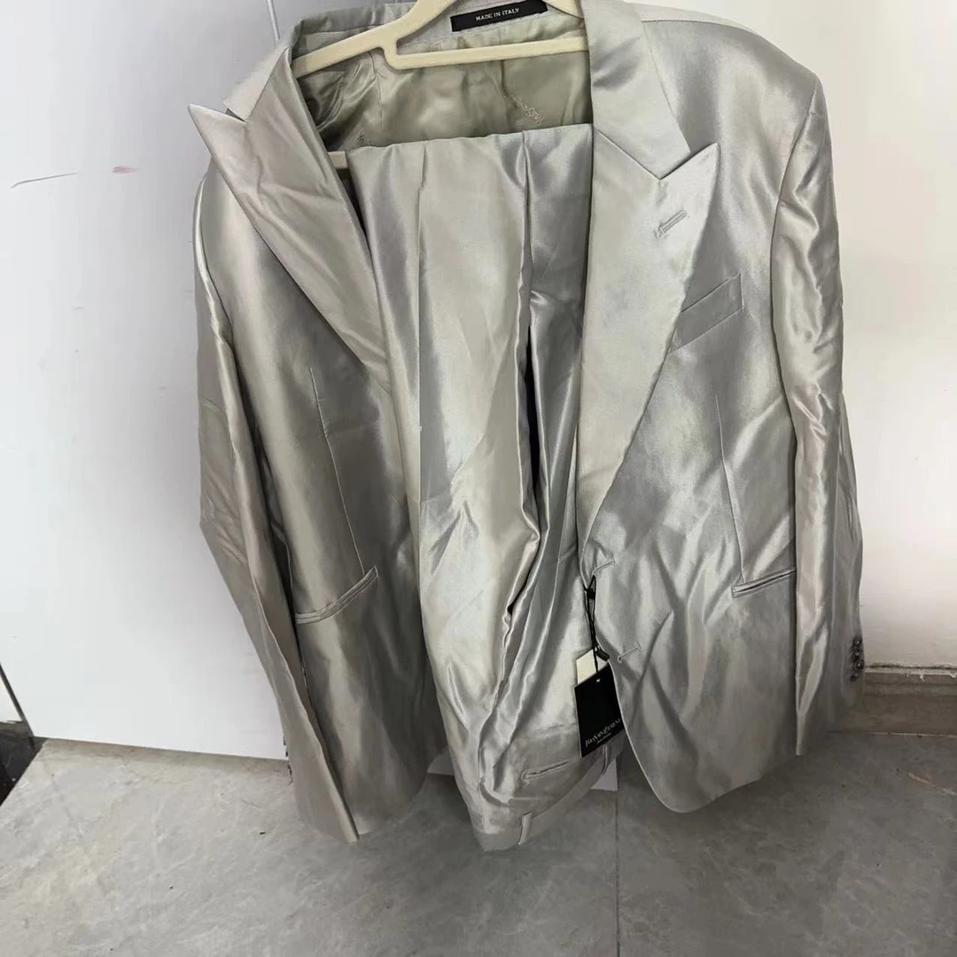 99新 YSL/圣罗兰 圣罗兰 百搭款银色西装180斤穿