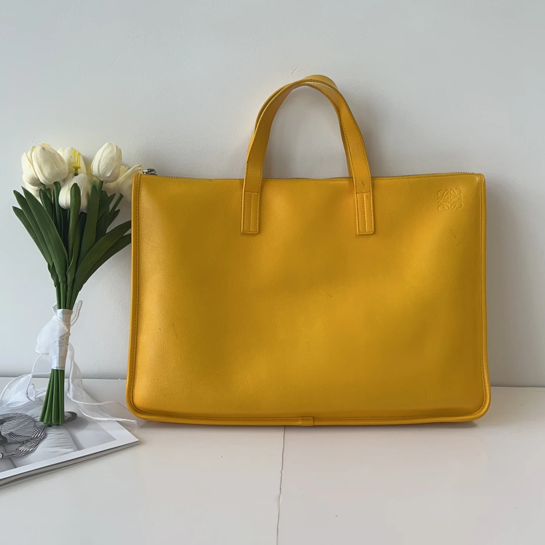 95新 LOEWE/罗意威 罗意威 百搭款黄色大公文包