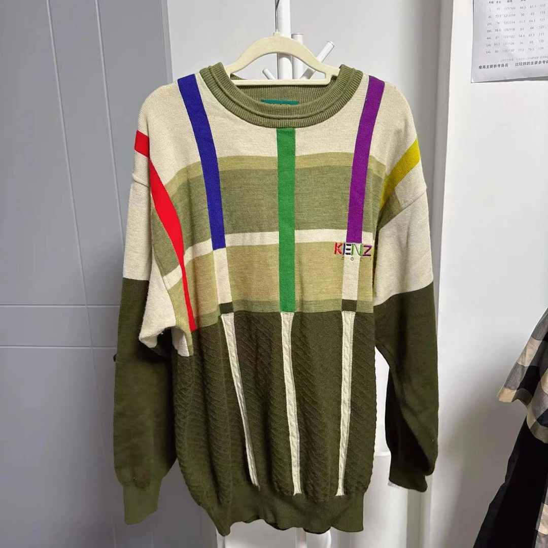 95新 KENZO/肯佐 肯佐 百搭咖汗拼色针织毛衣1618