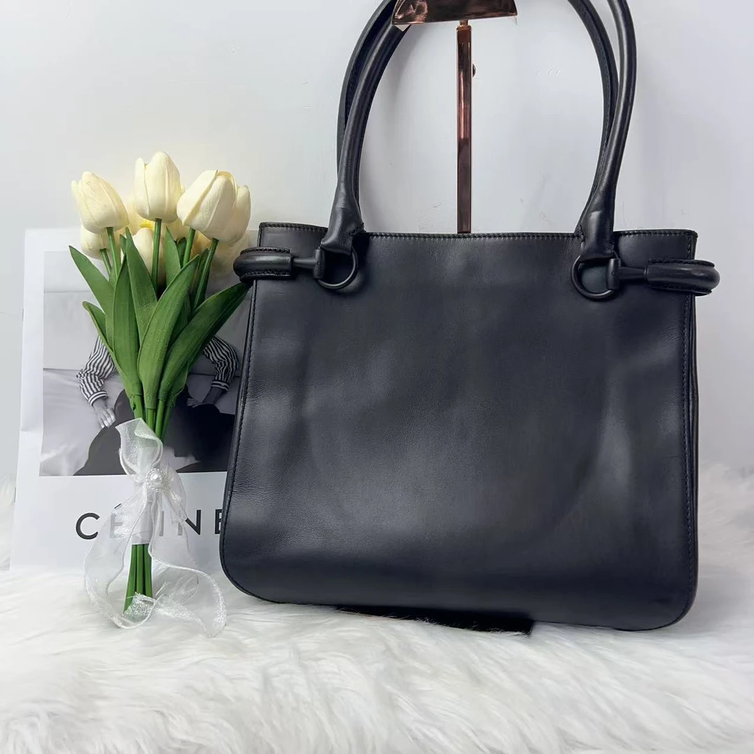 95新 GUCCI/古驰 古驰 百搭款黑色皮质单肩包