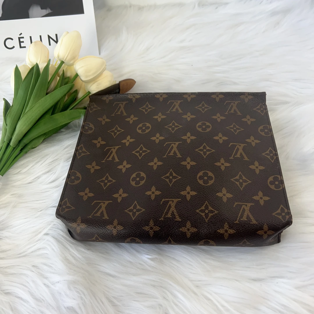 95新 LouisVuitton/路易威登 路易威登 百搭老花洗漱手拿包lv拉链
