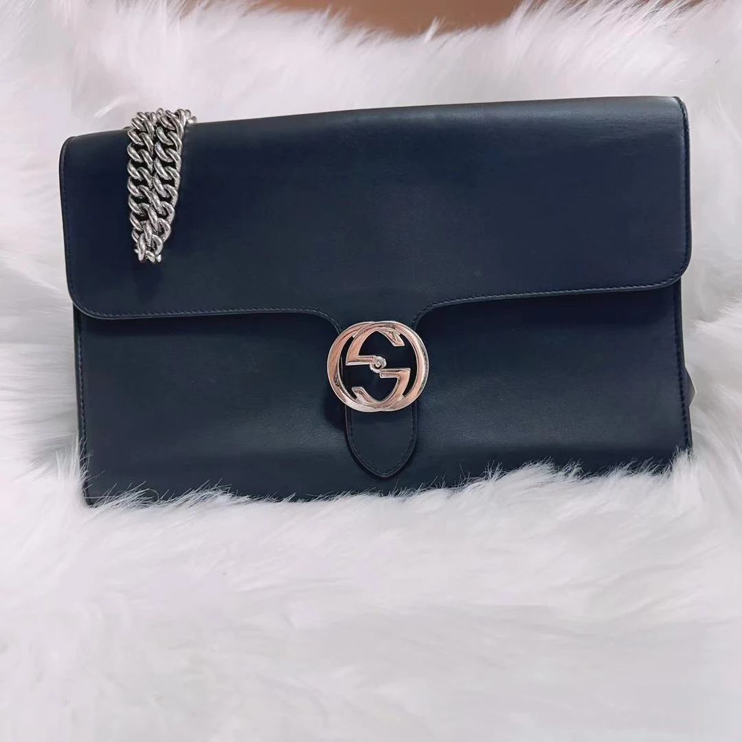 95新 GUCCI/古驰 古驰 百搭款黑色风琴单肩包