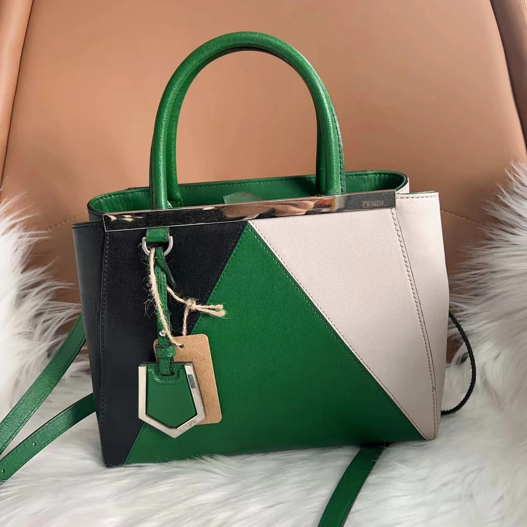 95新 FENDI/芬迪 芬迪 绿白拼色单肩斜挎包