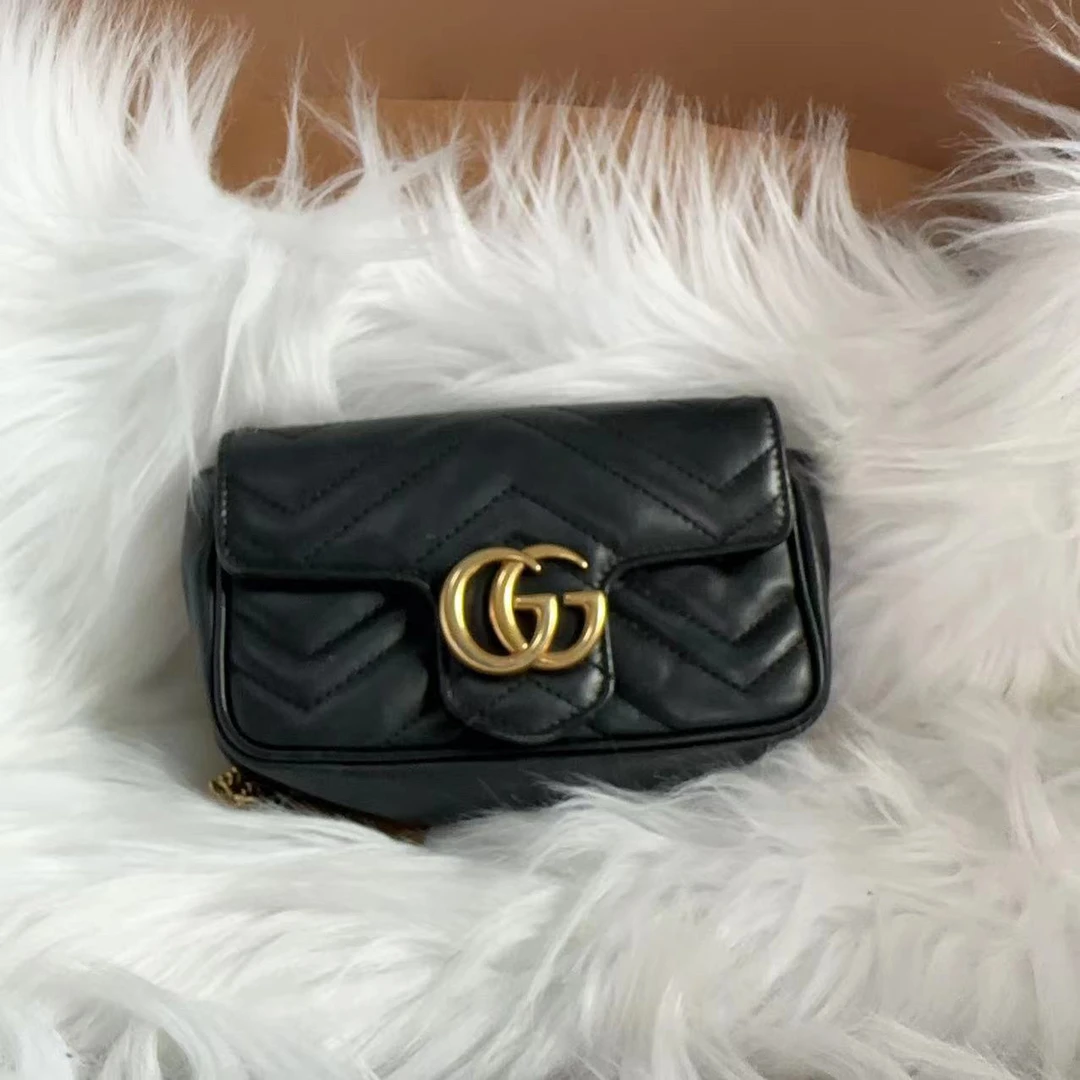 95新 GUCCI/古驰 古驰 百搭款黑色马蒙mini内里脏