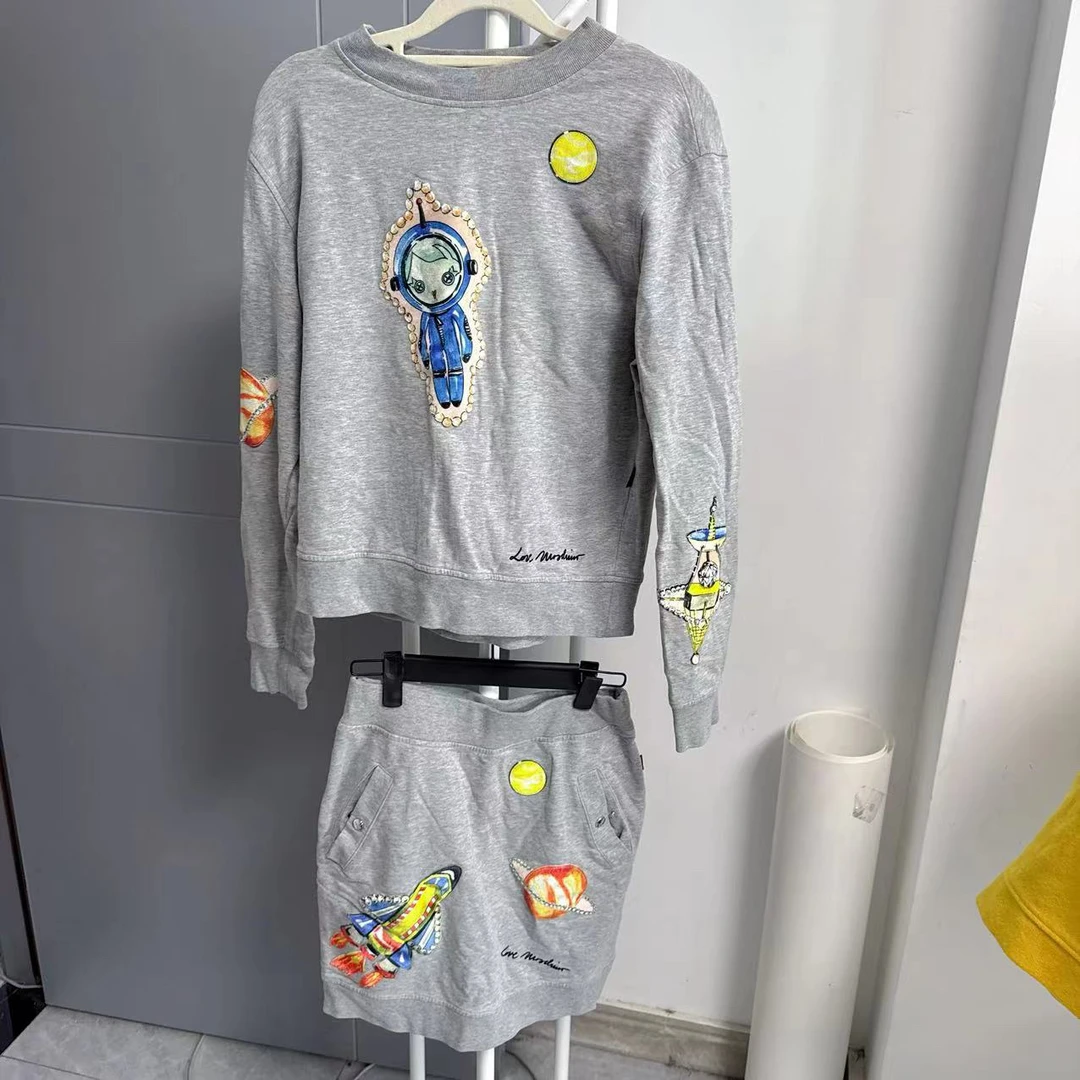 95新 MOSCHINO 莫斯奇诺 百搭款灰色套裙一套1438