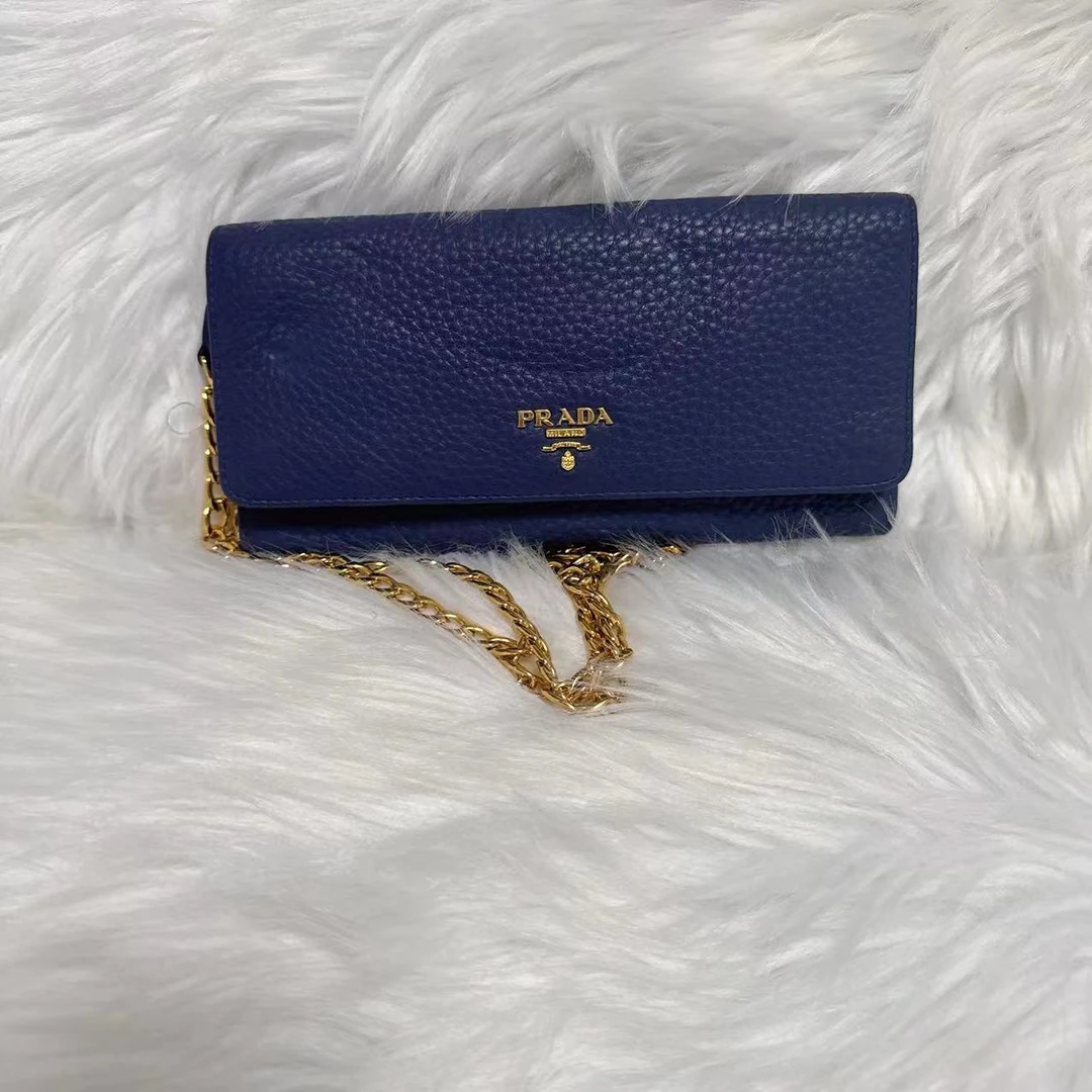 95新 Prada/普拉达 普拉达蓝色woc百搭款单肩包