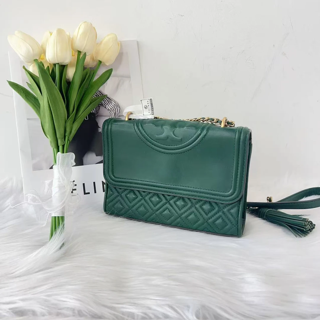 95新 TORY BURCH/汤丽柏琦 汤丽柏琦 百搭款祖母绿单肩包B0750