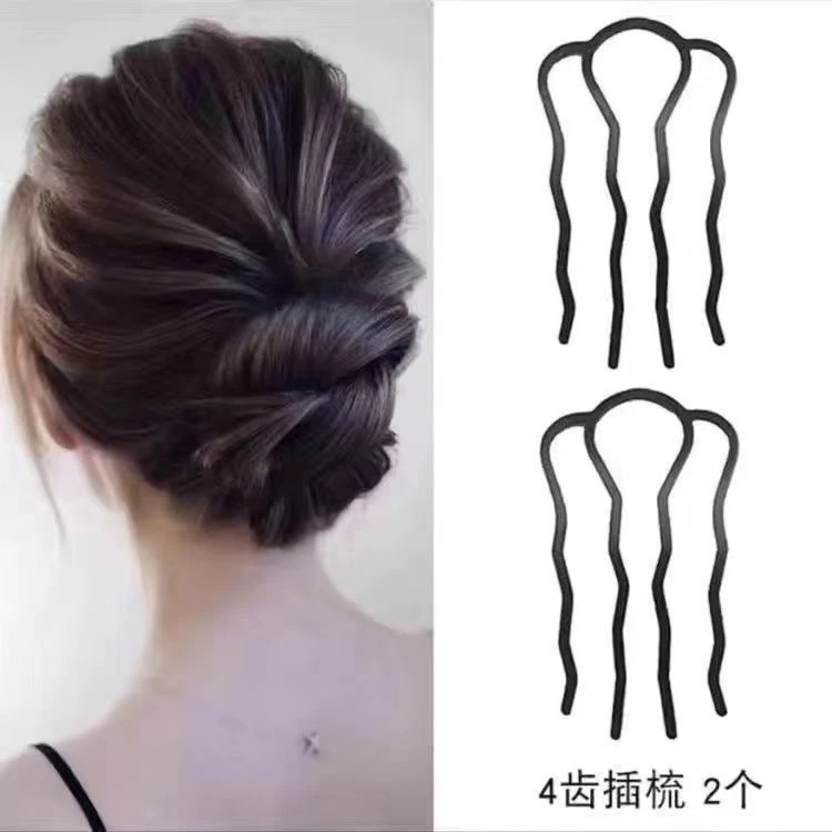 新疆包邮盘发神器(两个装)插梳丸子头简约发叉发插盘发簪头饰