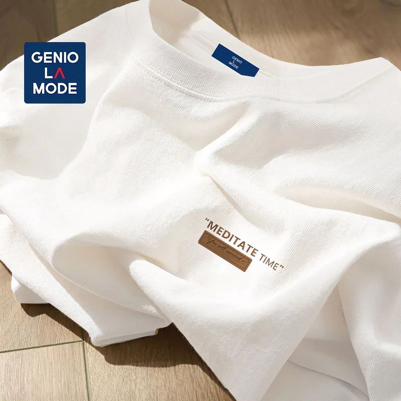 GENIOLAMODE纯棉透气亲肤短袖t恤男春夏季简约内搭情侣圆领半袖潮