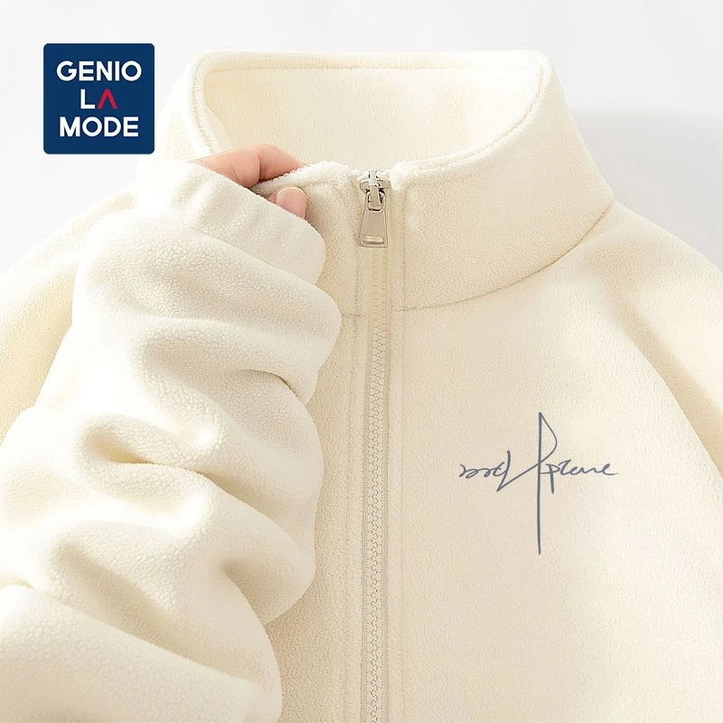 GENIOLAMODE双面摇粒绒外套男冬季夹克一体绒长袖百搭冲锋衣内胆