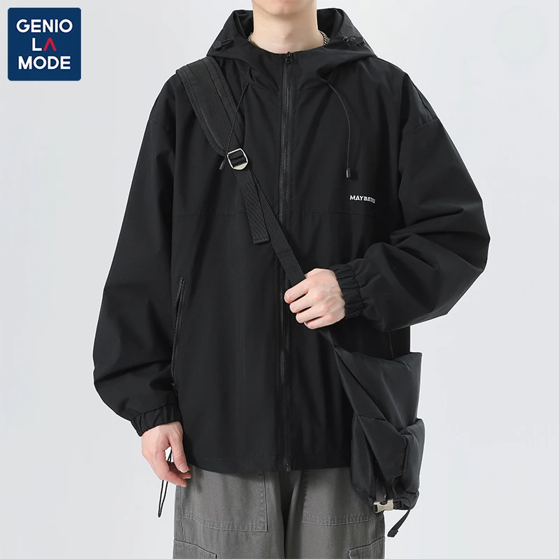 GENIOLAMODE美式机能风冲锋衣男女春秋季山系户外爬山连帽外套男