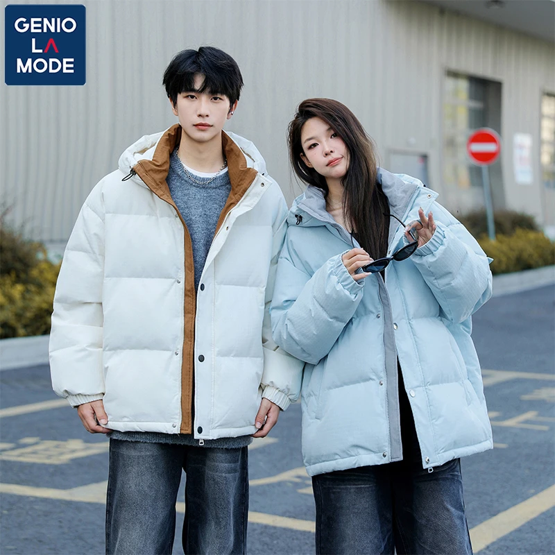 GENIOLAMODE连帽羽绒服男冬季加厚保暖美式潮牌外套情侣羽绒棉服