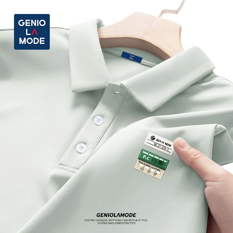 GENIOLAMODE男士Polo衫夏季冰丝透气大码翻领短袖t恤商务休闲半袖