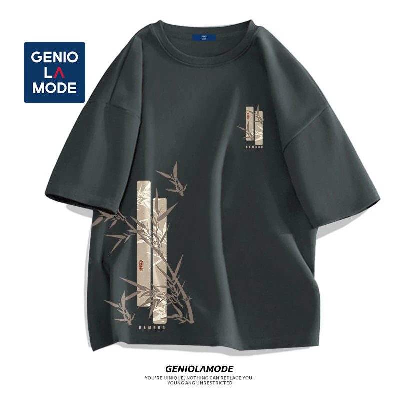 GENIOLAMODE纯棉短袖男夏季t恤中国风潮牌百搭宽松学生圆领半袖潮
