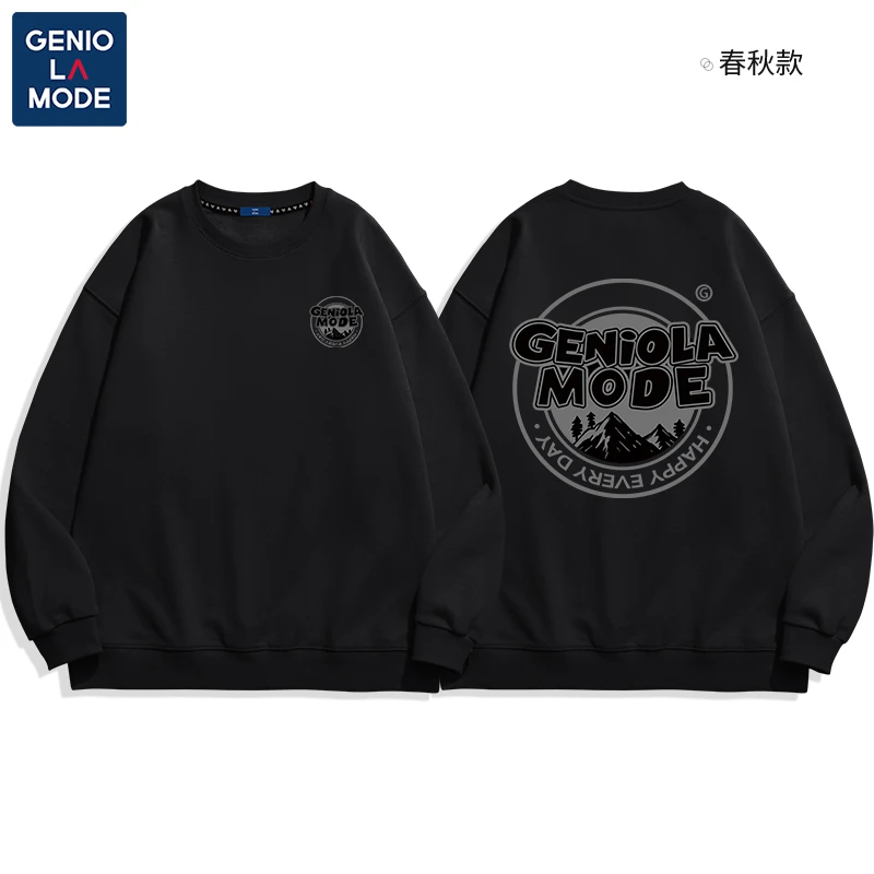GENIOLAMODE卫衣高街男重磅cityboy春秋长袖原创男士宽松圆领外套