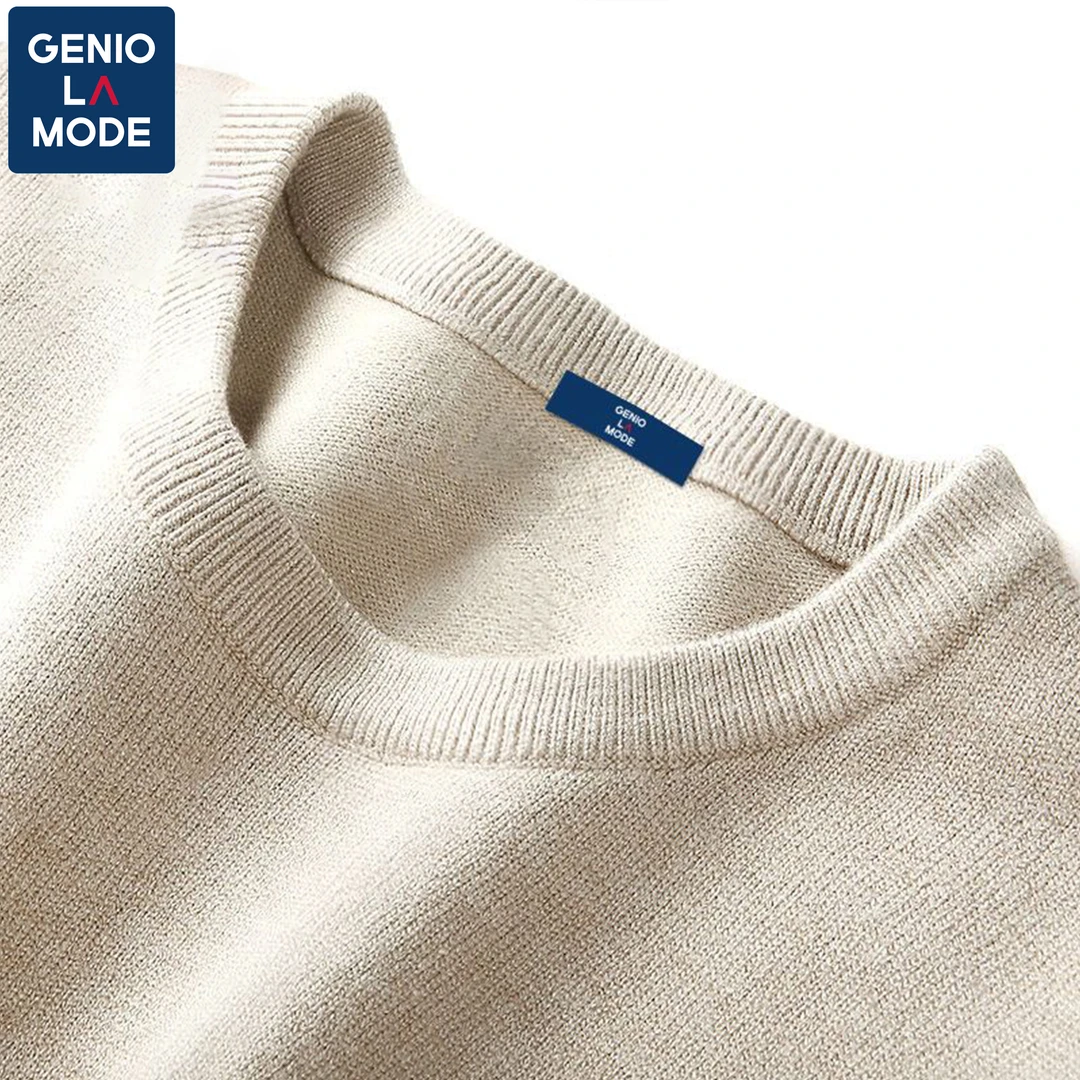 GENIOLAMODE圆领毛衣男秋季宽松大码潮牌百搭针织打底衫时尚百搭