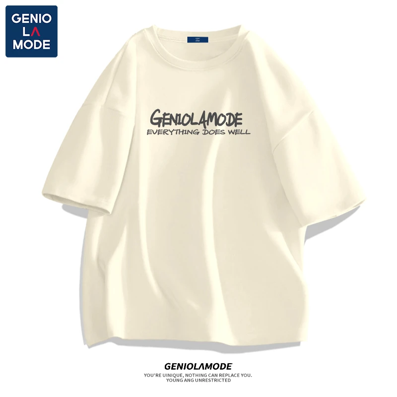 GENIOLAMODE美式短袖t恤男夏季2025新款品牌潮牌宽松大码体恤男士