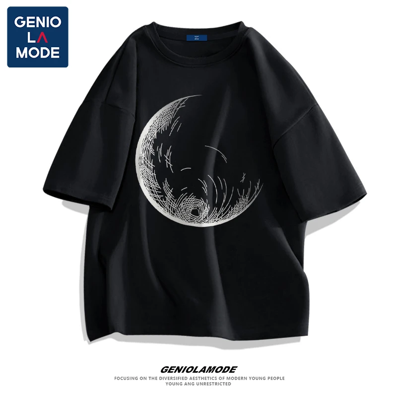 GENIOLAMODE百搭潮牌纯棉t恤男夏季潮流美式宽松男生短袖大码半袖
