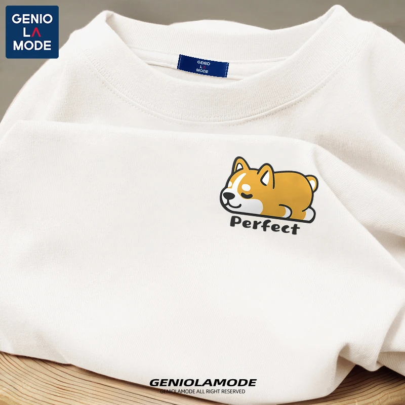 GENIOLAMODE男土t恤短袖纯棉夏季日系男装宽松大码半袖休闲体恤男