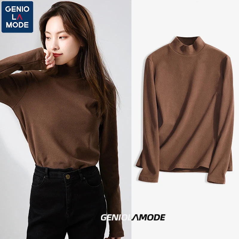 GENIOLAMODE打底衫女内搭半高领上衣秋冬季保暖长袖t恤