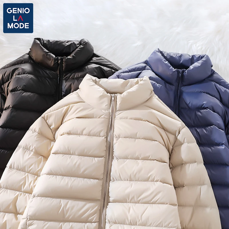 GENIOLAMODE轻薄立领羽绒服男女款冬季时尚运动90鸭绒保暖外套男
