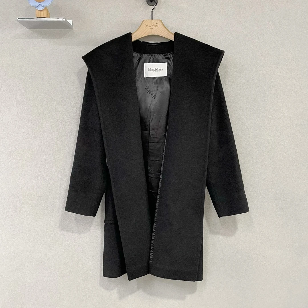 99新 MaxMara 黑色大衣中长款 时尚百搭 潮流单品/QH001861