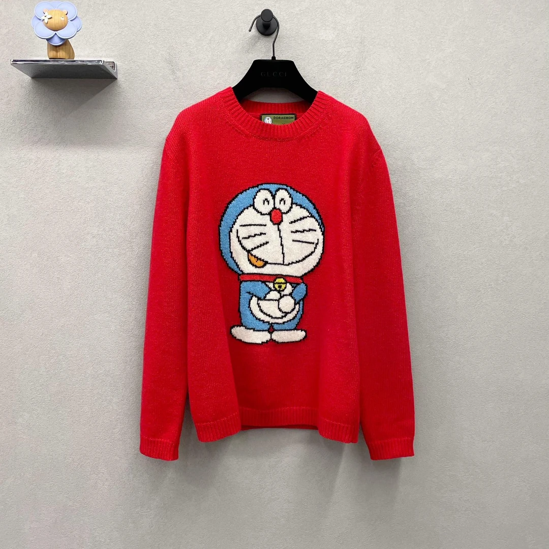 GUCCI/古驰机器猫米红色毛衣 时尚单品 /尺码xs/95新/AH008894