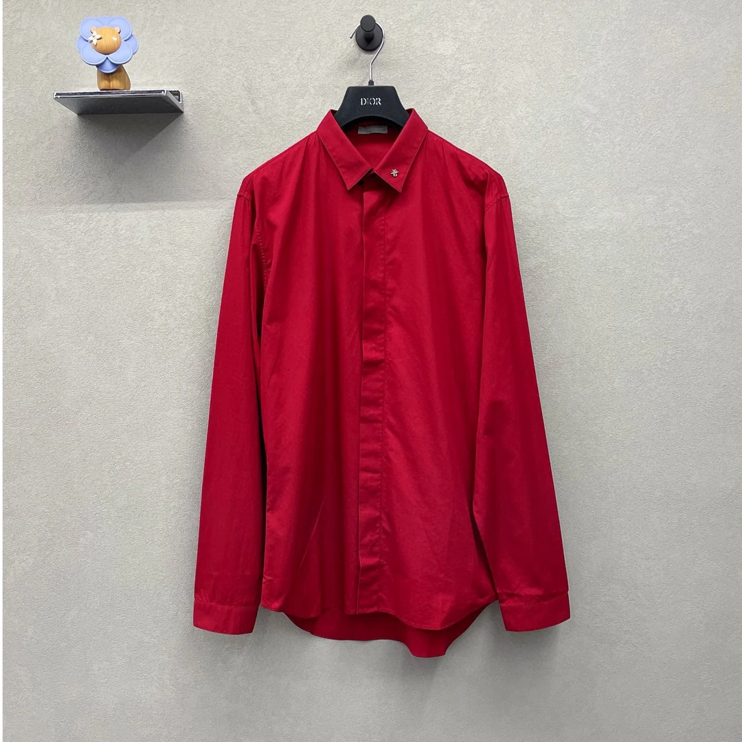 DIOR/迪奥红色长袖衬衫 休闲百搭 红色很显气色 时尚潮流