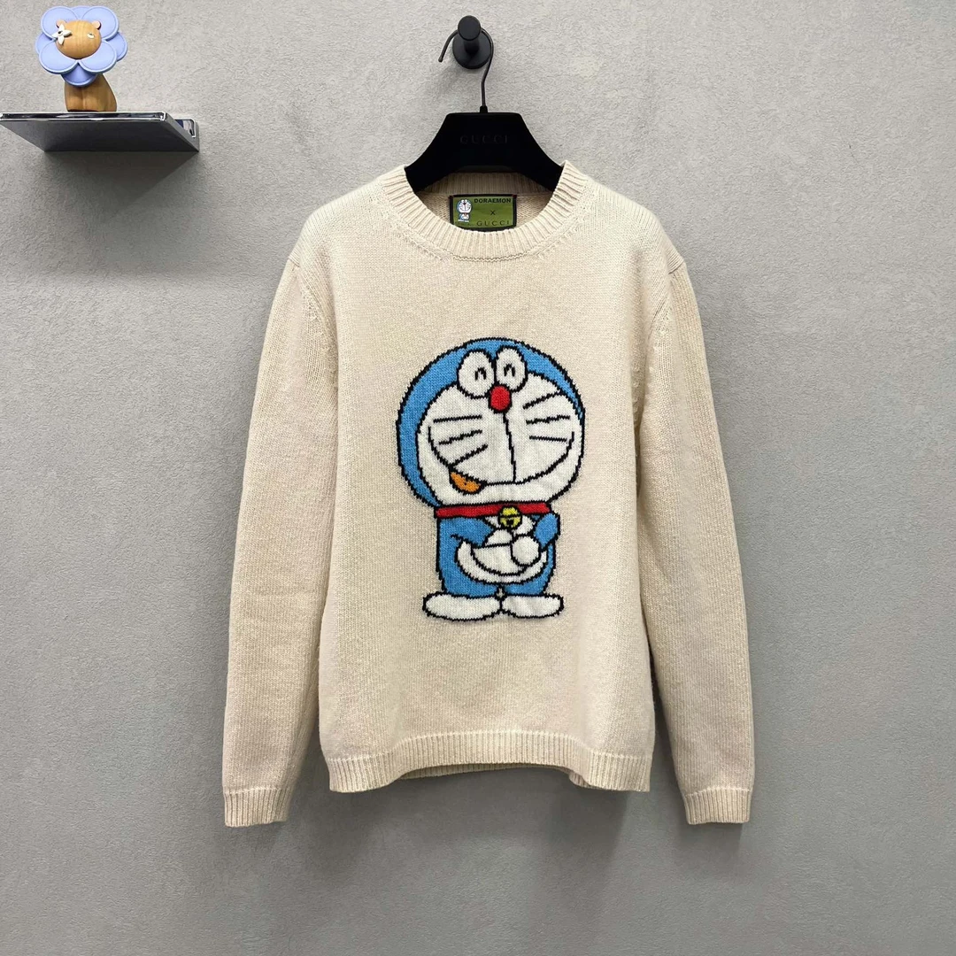 GUCCI/古驰机器猫米杏色毛衣 时尚单品/尺码xs/95新/AH008892